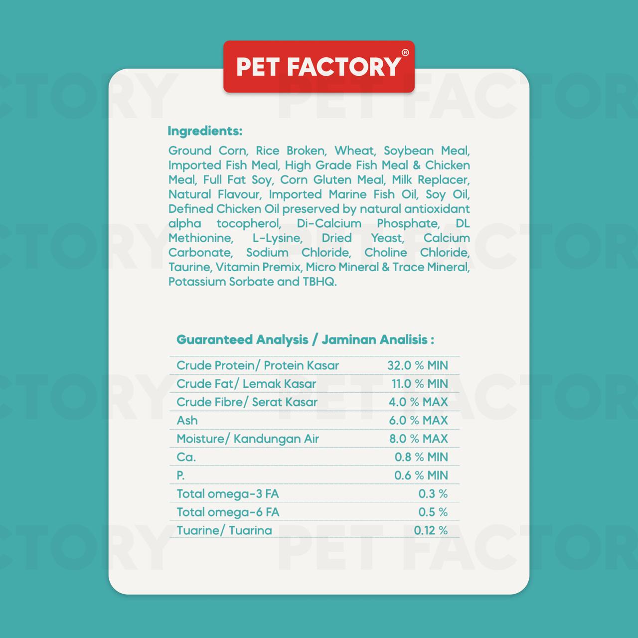 [ Pet Factory ] 10kg Premium Cat Food Ocean Fish 10kg For Hair & Skin ( Protein 32%) Makanan Kucing .