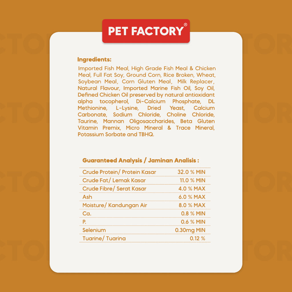 [ Pet Factory ] Bundle 2kg Mix . Premium Cat Food Hair & Skin+Digest & Immune ( Protein 32%).