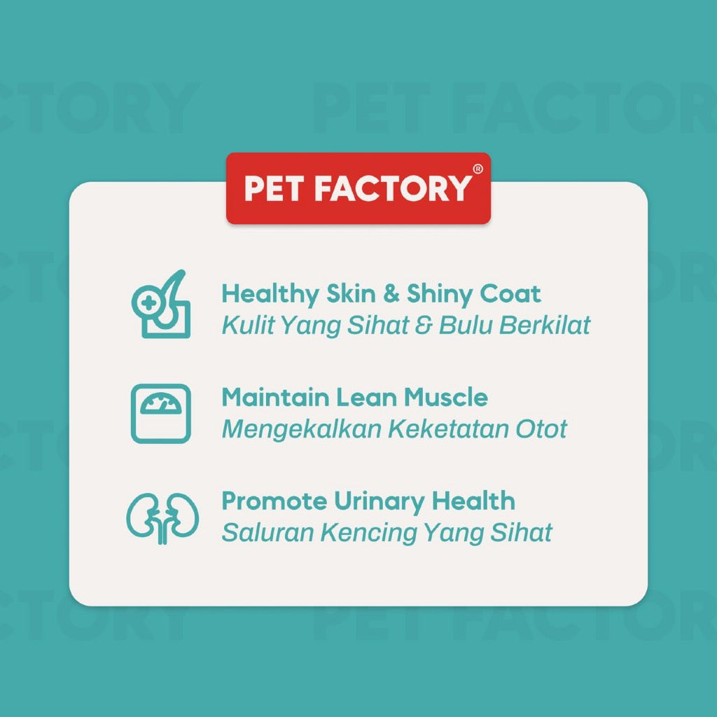[ Pet Factory ] Bundle 2kg Mix . Premium Cat Food Hair & Skin+Digest & Immune ( Protein 32%).